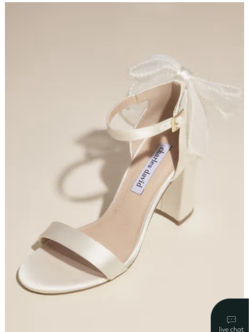 Charles David Tulle Pearl Bow Block Heels